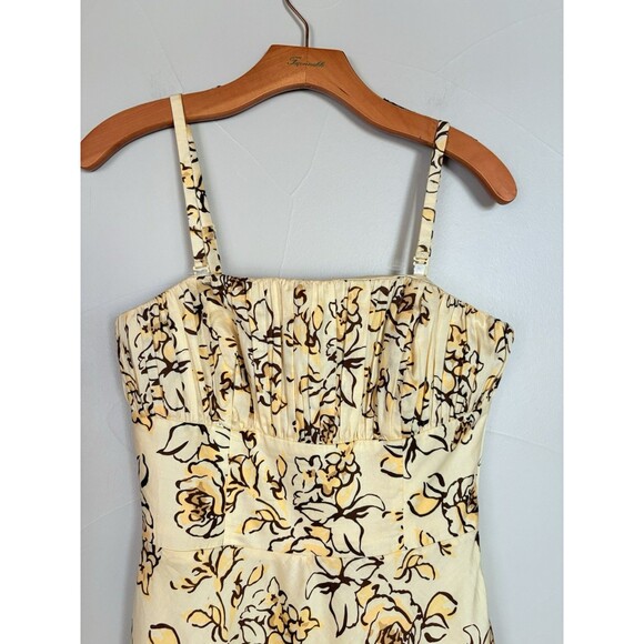 LOFT Yellow Strapless Fit & Flare MIDI Floral Dress, Removable Straps SZ 4 Small - Picture 2 of 16